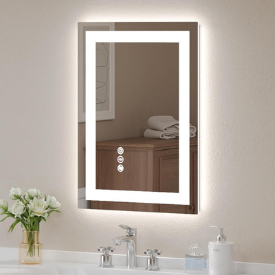 Frameless 20x28'' LED Bathroom Mirror - Dimmable, Anti-Fog, Wall-Mounted