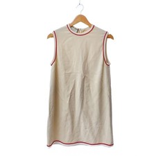 Used GUCCI◆Sleeveless blouse/cream/polyester/red line/dress/zip up