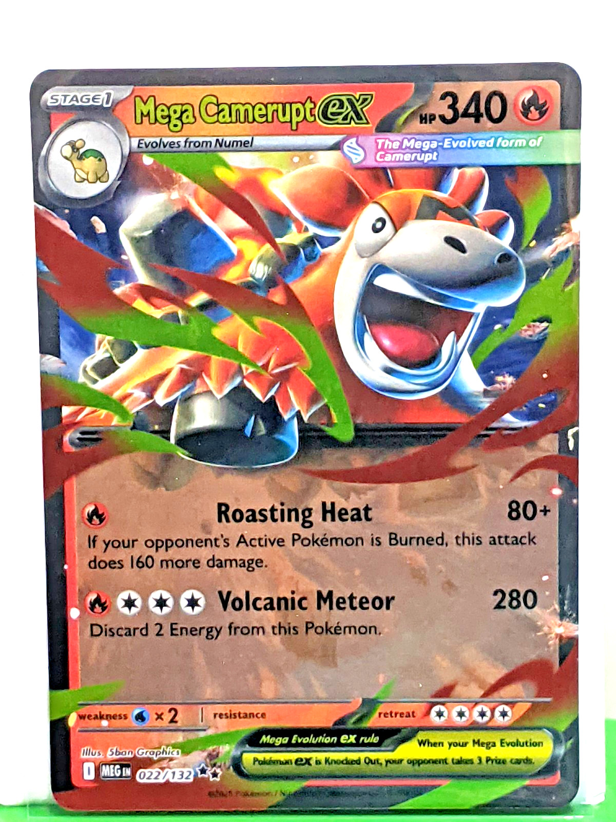 Mega Camerupt ex 022/132 Me01: Mega Evolution Holo Double Rare NM Pokemon TCG