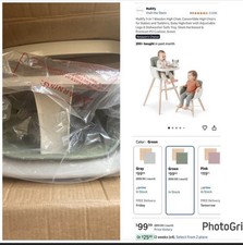 Mallify Convertible Wooden High Chair Green Adjustable Legs Dishwasher-Safe Tray
