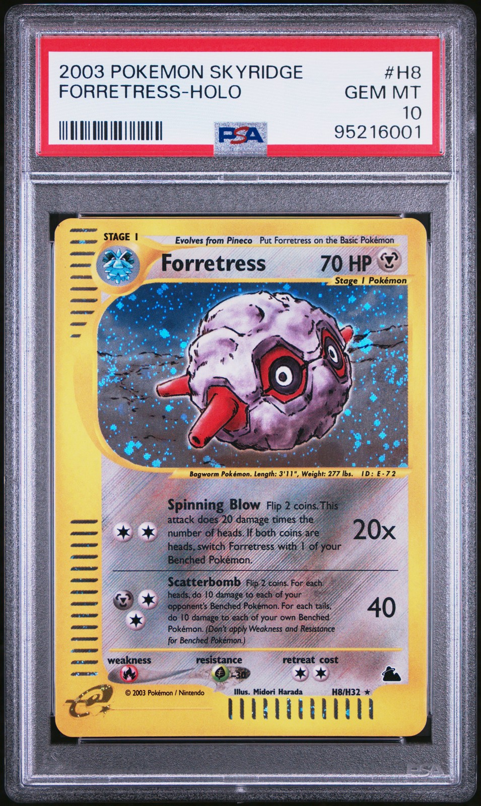 2003 POKEMON SKYRIDGE #H8 FORRETRESS-HOLO PSA 10