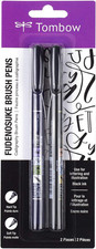 Tombow 62038 Fudenosuke Brush Pen, 2-Pack. Soft and Hard Tip Fudenosuke Brush Pe