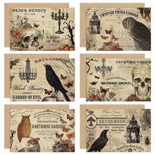 36 Pack Halloween Greeting Cards Vintage Owl Crow Skull Blank Note Cards with En