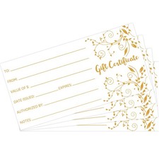 Fancy Land Blank Gift Certificates 25pcs Gold 3.5 inches x 7 inches, 