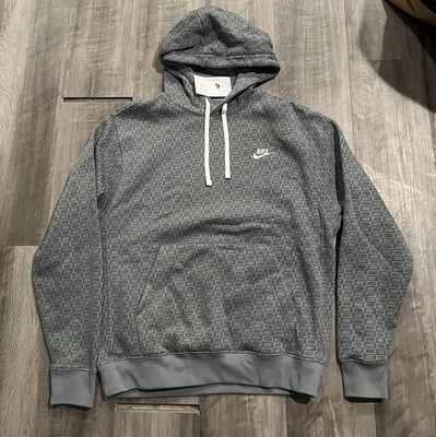 Size Medium Men Nike NSW Club Fleece Hoodie Smoke Gray All-Over Print HJ6886 084