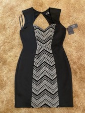 Guess Jocelyn Black Sheath Bias Cut Textured Curvaceous Sz 12 Joscelyn