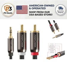 Braided 10FT RCA Audio Cable with 24K Gold Plated Connectors - Flexible Design