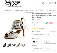Dance And Sway Silver 9.5 US Women  s Dancing Shoes 3.25 flared heel NEW