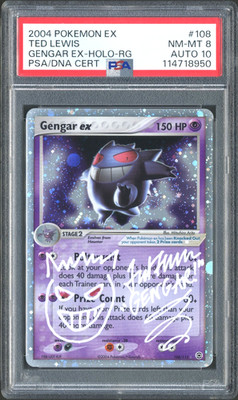 Pokemon GENGAR EX Fire Red & Green Leaf Holo 108/112 PSA 8 AUTO 10