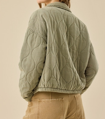Altar d State Olive Green Quilted Light Filled Coat Jacket Size Small NWT