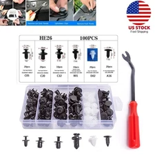 100Pcs Bumper Clips FENDER TRIM Car Auto Push Pin Rivet FASTENER PANEL Retainer