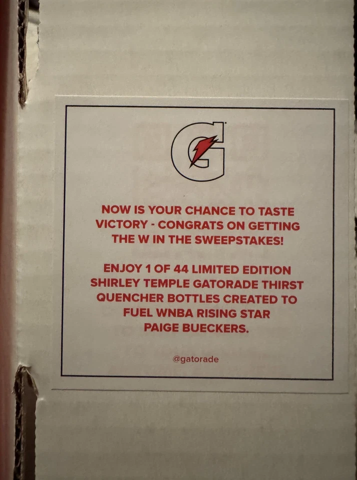 Gatorade Paige Bueckers Shirley Temple Bottle Sweepstakes 1 of 44 Extremely Rare - Image 4 of 4