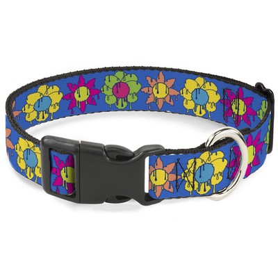 Plastic Clip Collar Funky Flower Drip Blue/Multi Color Medium 11-16. (US IMPORT)