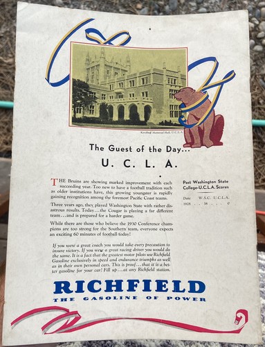 Scarce 1931 UCLA BRUINS vs. Washington State College Cougars FOOTBALL PROGRAM - Picture 6 of 9
