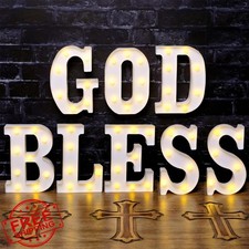 Aurelema God Bless LED Letter Lights Baptism First Holy Communion Sign