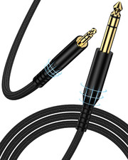 3.5Mm to 6.35Mm Stereo Audio Cable, Braided 1/4 Male to 1/8 Male TRS Bidirection