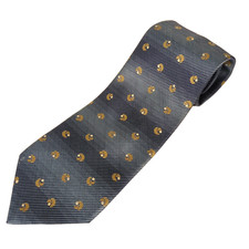 Structure Mens Necktie Tie 100% Silk 59x3.75 USA Made Blue Tan Geometric Vtg
