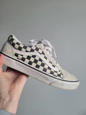 VANS Old Skool Cream & White Checkerboard Skate Shoes Sneakers Men Size 9.5