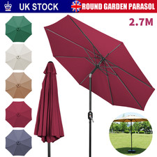 2.7M Large Parasol Umbrella Garden Patio Table Sun Shade Canopy with Crank Tilt