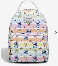 Loungefly Disney Lilo  Stitch Mini Backpack Pastel Rainbow Striped Multicolor