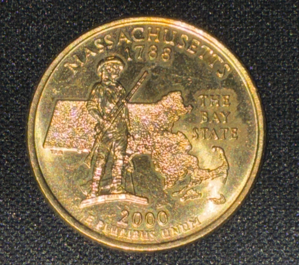 24k Uncirculated Gold Plated Massachusetts State Washington Quarter - Image 4 of 4