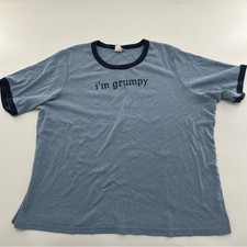 Vintage Disney I  m Grumpy Snow White and the 7 Dwarves T Shirt Blue Short Sleeve