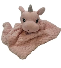 Born Loved Pink Unicorn Baby Lovey Security Blanket Textured Plush 11.5x12"