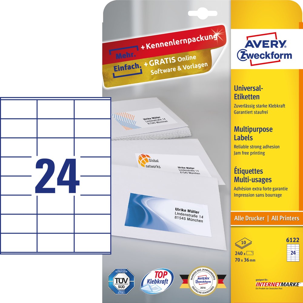 AVERY Zweckform 6122 wei Etiketten 1906846 2590₽