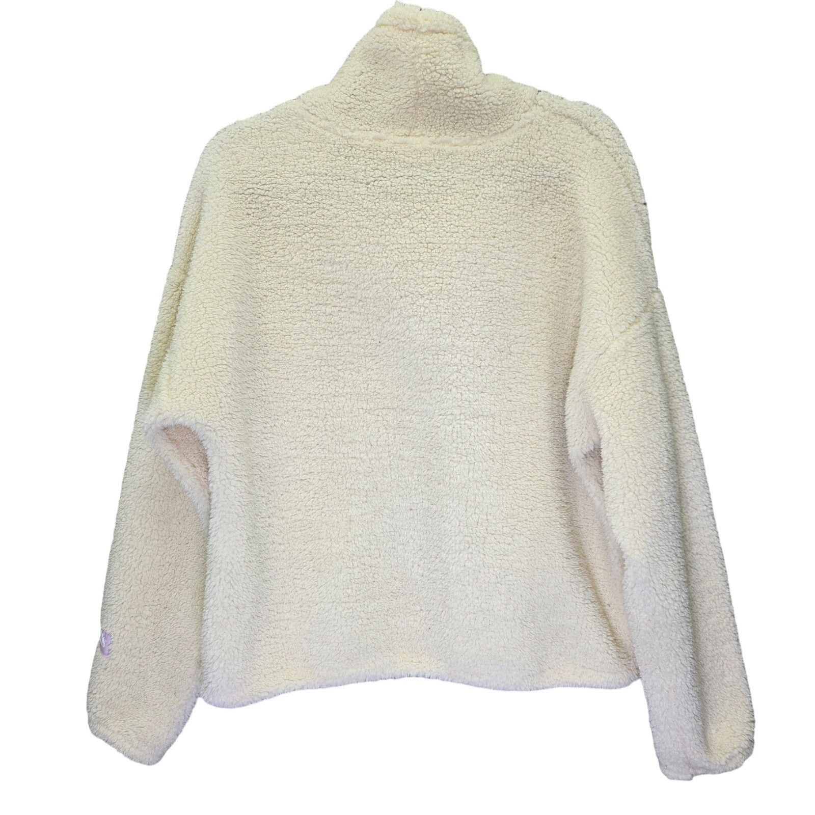 Levi's Aura Sherpa Sweater Womens Medium Ivory Semi Cropped Boxy Oversized Cozy image 2