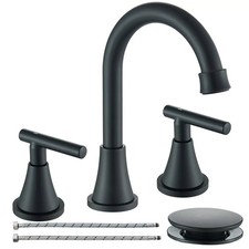 8 In Widespread Bathroom Sink Faucet 2 Handles 3 Holes Basin Mixer Tap w/Drain