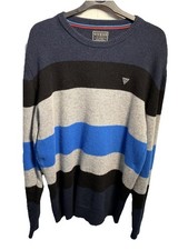 Men  s Wool Guess Striped Jumper 42  Chest Winter Warmth