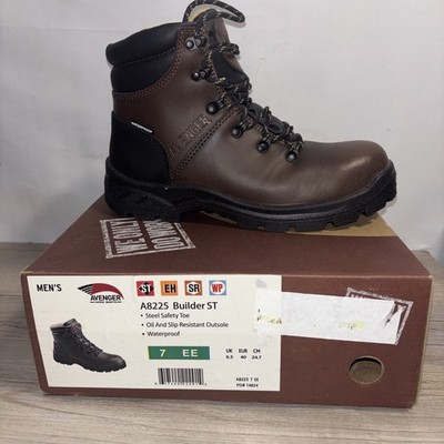 Men s 7 EE Avenger Brown Ankle Waterproof Work Boot Steel ToeA8225 Builder ST