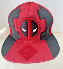 Marvel Deadpool Hat Cap Snap Back Mens Red Black Superhero Comics Logo NWOT
