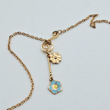Goldtone Necklace Dainty Enamel Flowers