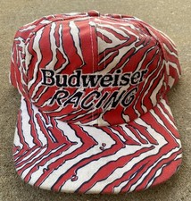 Vintage Snapback Trucker Hat Cap Budweiser racing beer K Brand USA Bud Zebra