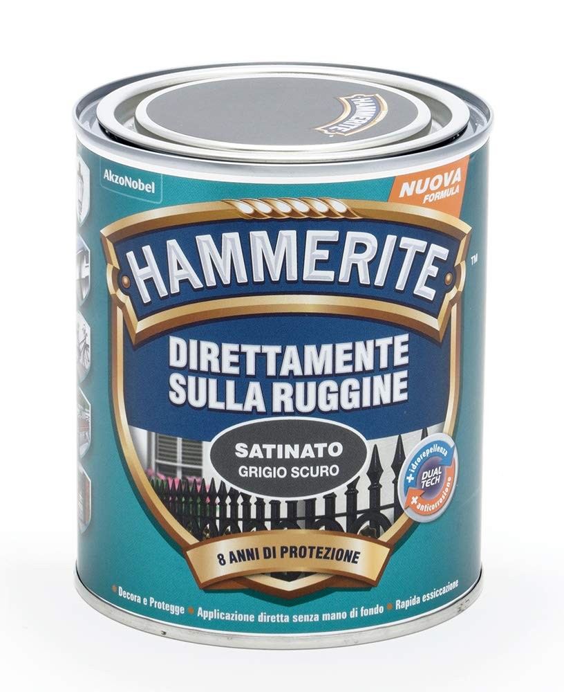 Hammerite Direttamente Sulla Ruggine Satinato Grigio Scuro 0.75 l