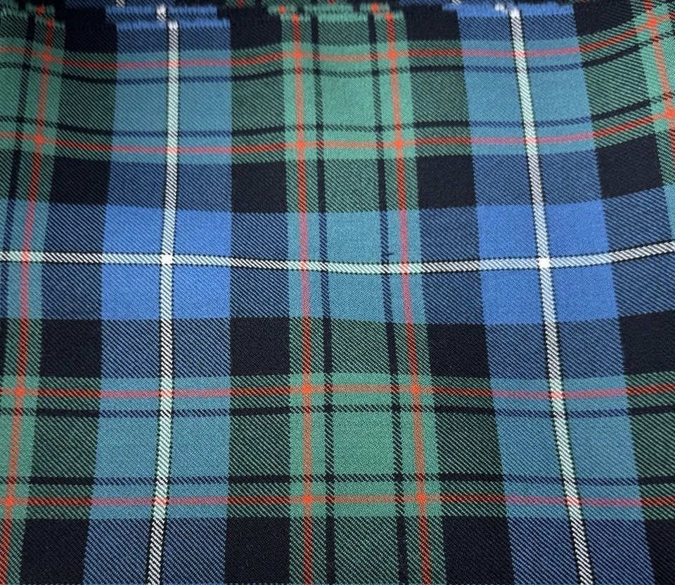 MacRae Hunting Ancient Tartan Green Blue White 100% Wool L 126cm /W 60 Cm - Image 4 of 4
