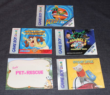 Gameboy Color Lot of 5 Mixed Manuals ONLY, Looney tunes, Barbie, Stuart Little