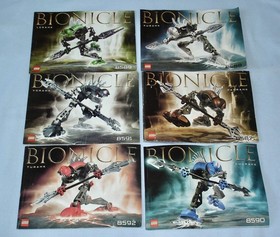 All 6 Lego Bionicle RAHKSHI (8587 ~ 8592) 100% in Canisters + rare PURPLE KRAATA