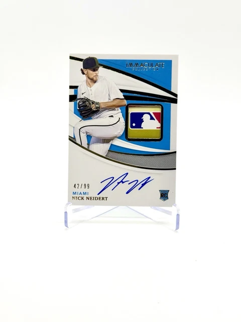 NICK NEIDERT 2021 Immaculate On-Card MLB LOGOMAN Rookie Patch Auto /99 - MARLINS