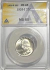 1935-S 25C Washington Quarter ANACS MS65 - Bright White!