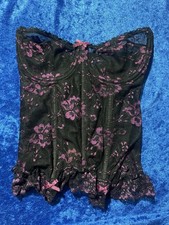 Vintage Undercover Wear Corset Top Black Lace Underwire Boned Size 34 Lingerie