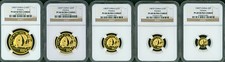 1987-P 5-COINS PROOF GOLD SET PANDA NGC PR68 PF68 CHINA 100Y 50Y 25Y 10Y 5Y  !