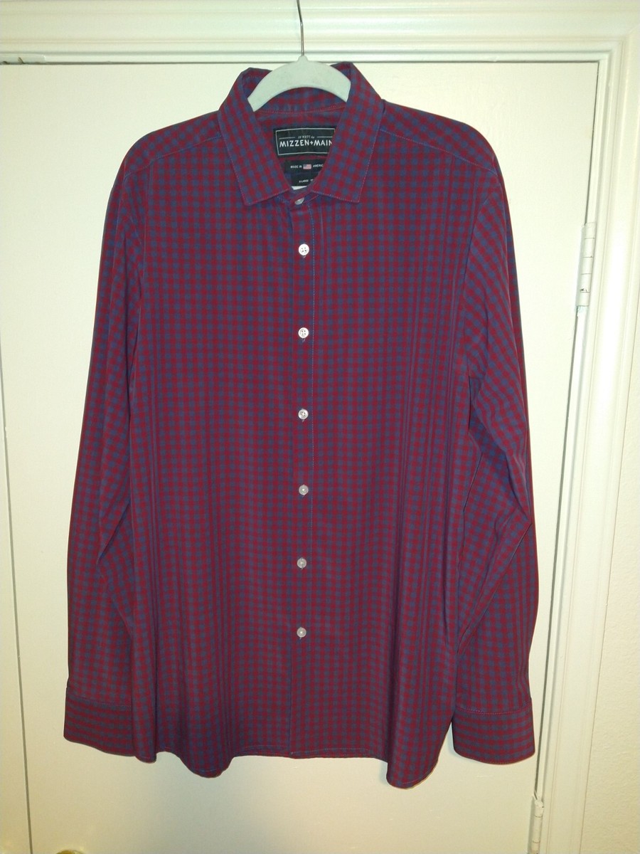 jj watt dress shirts Mizzen + Main JJ Watt Performance Long Sleeve Shirt Men's sz XL Trim Fit