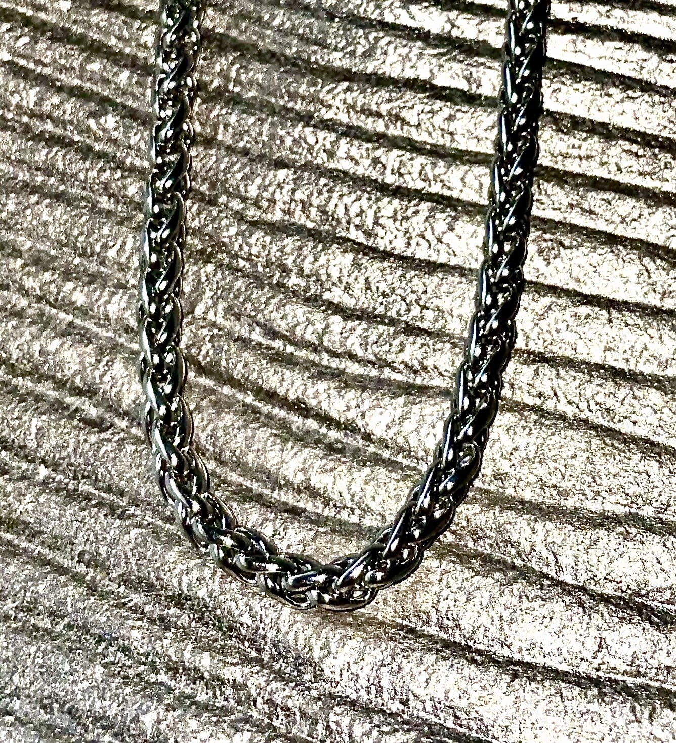 Silver Titanium Steel 5mm Rope Chain 20” Necklace & Bracelet