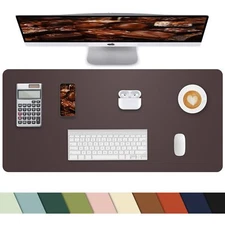 Non-Slip Desk matPULeather Desk Pad Protector Office Desk Mat Large Mouse Pad...