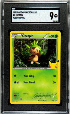 POP 1 2021 CHESPIN HOLO 6/25 McDonald's Pokemon Card 25th