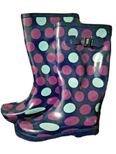 Ladies Spotty Purple Blue Polka Dot Wellies Rain Boot Wellington UK7 EU40