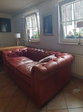 Chesterfield Sofa,Rindsleder, Rot gebraucht