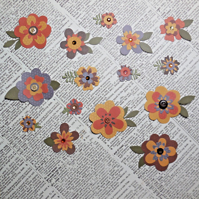 Fall Flowers 15 Handmade Embellishments for Junk Journal Altered Book Scrapbook